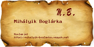 Mihályik Boglárka névjegykártya